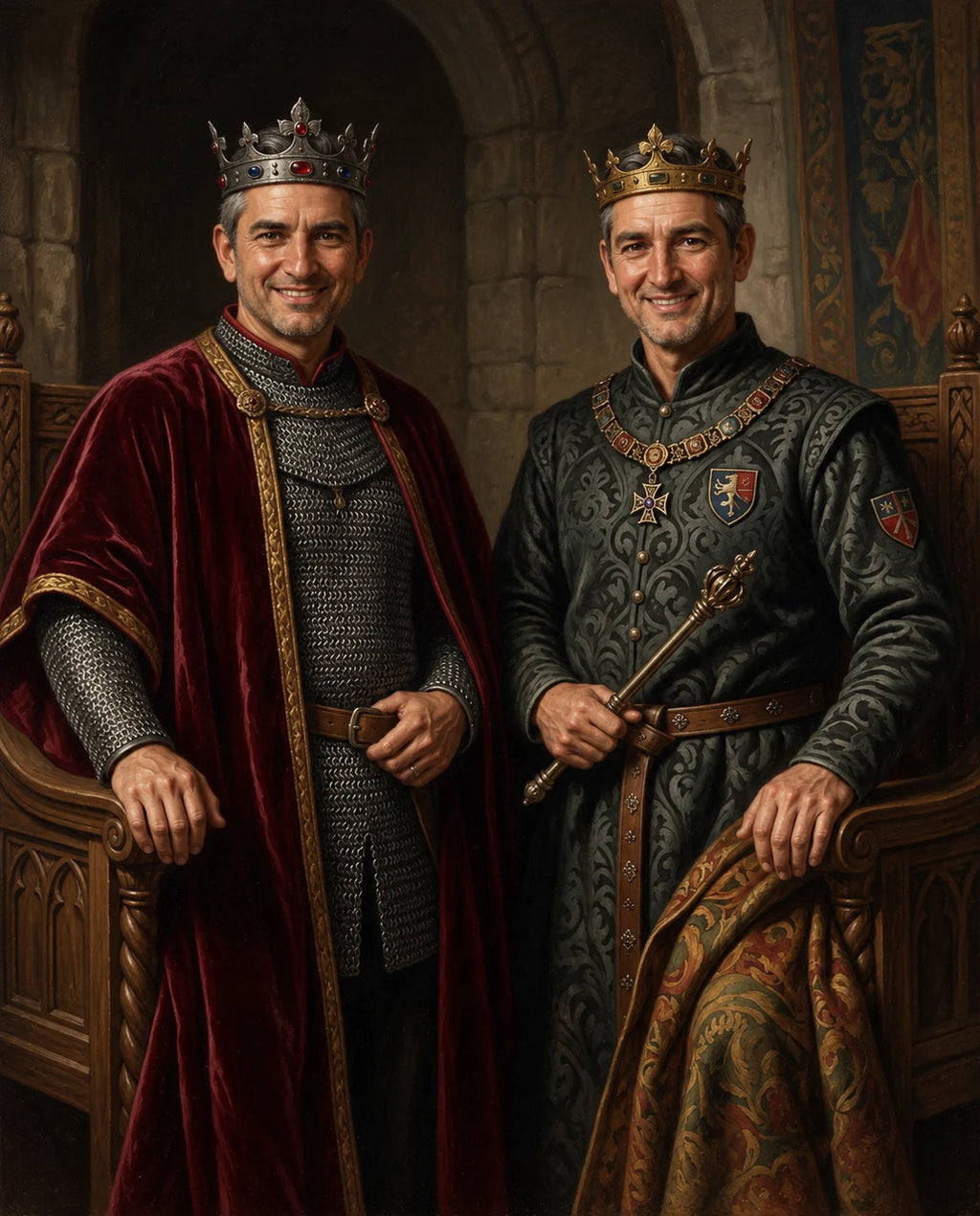 King – Yetişkin Erkek Kardeşler kişiye özel portre tasarım örneği