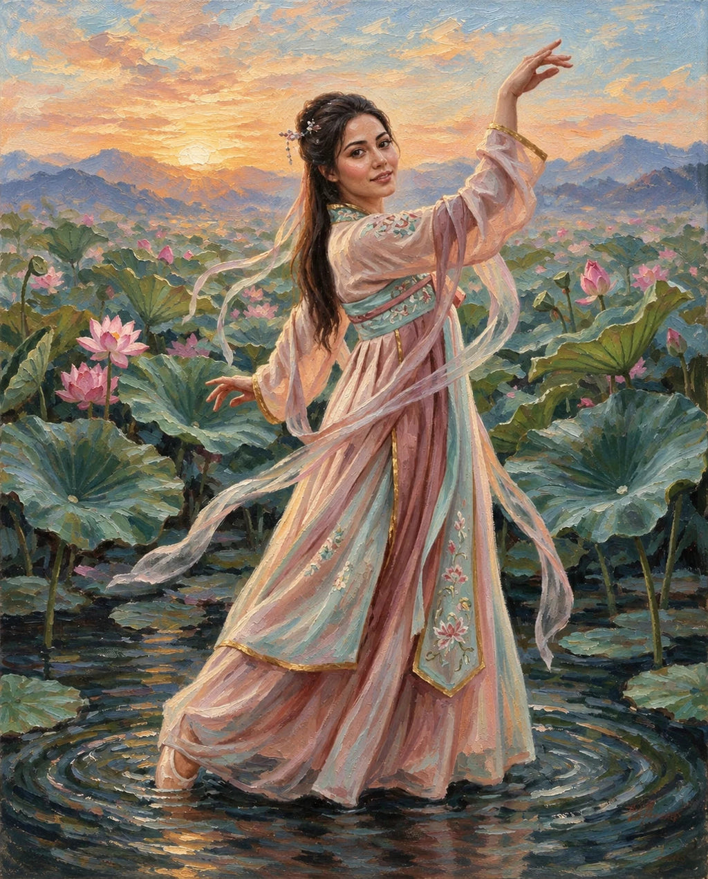Lotus Reverie – Kadın kişiye özel portre tasarım örneği