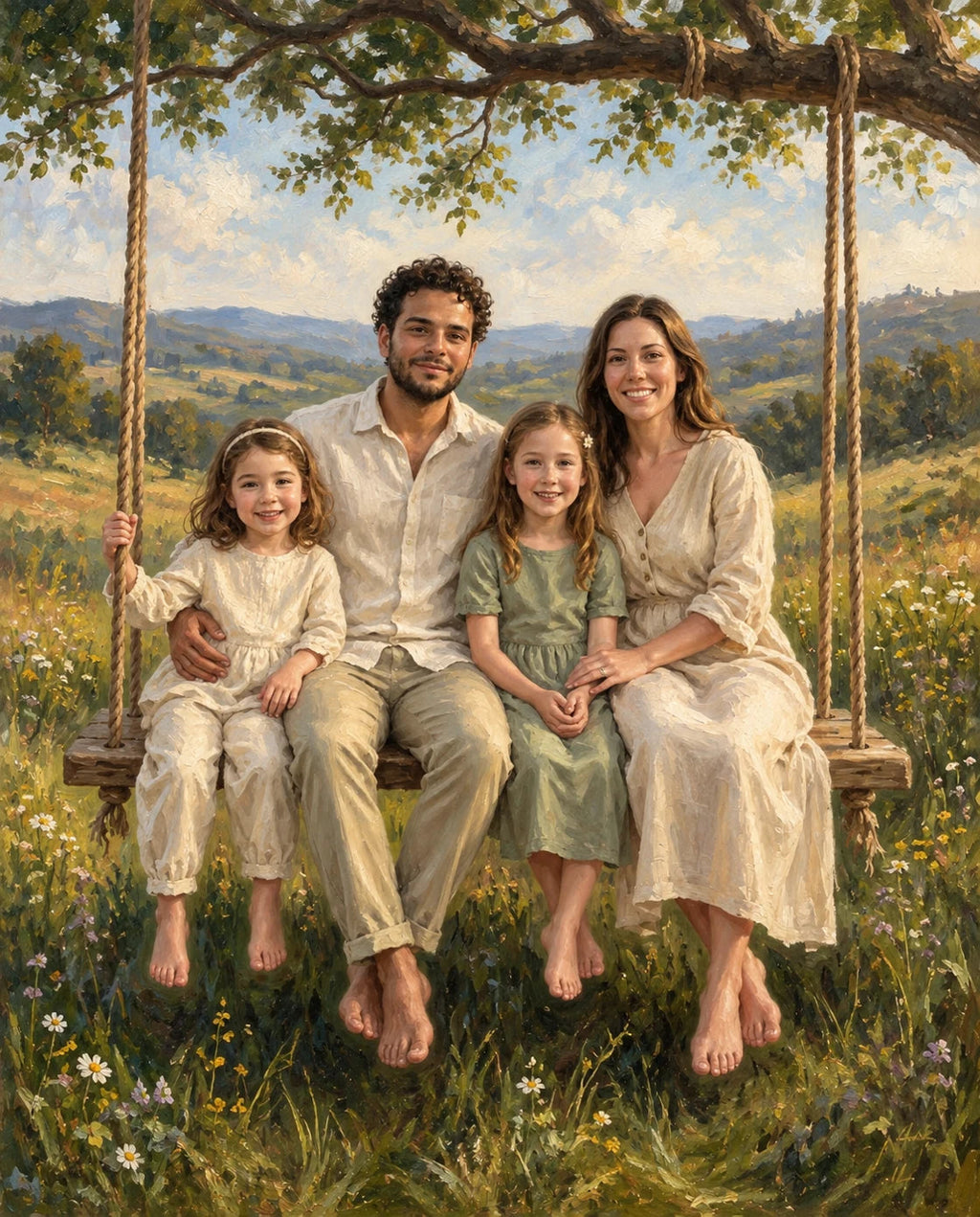 Memory Swing – Anne Baba ve Çocuk kişiye özel portre tasarım örneği