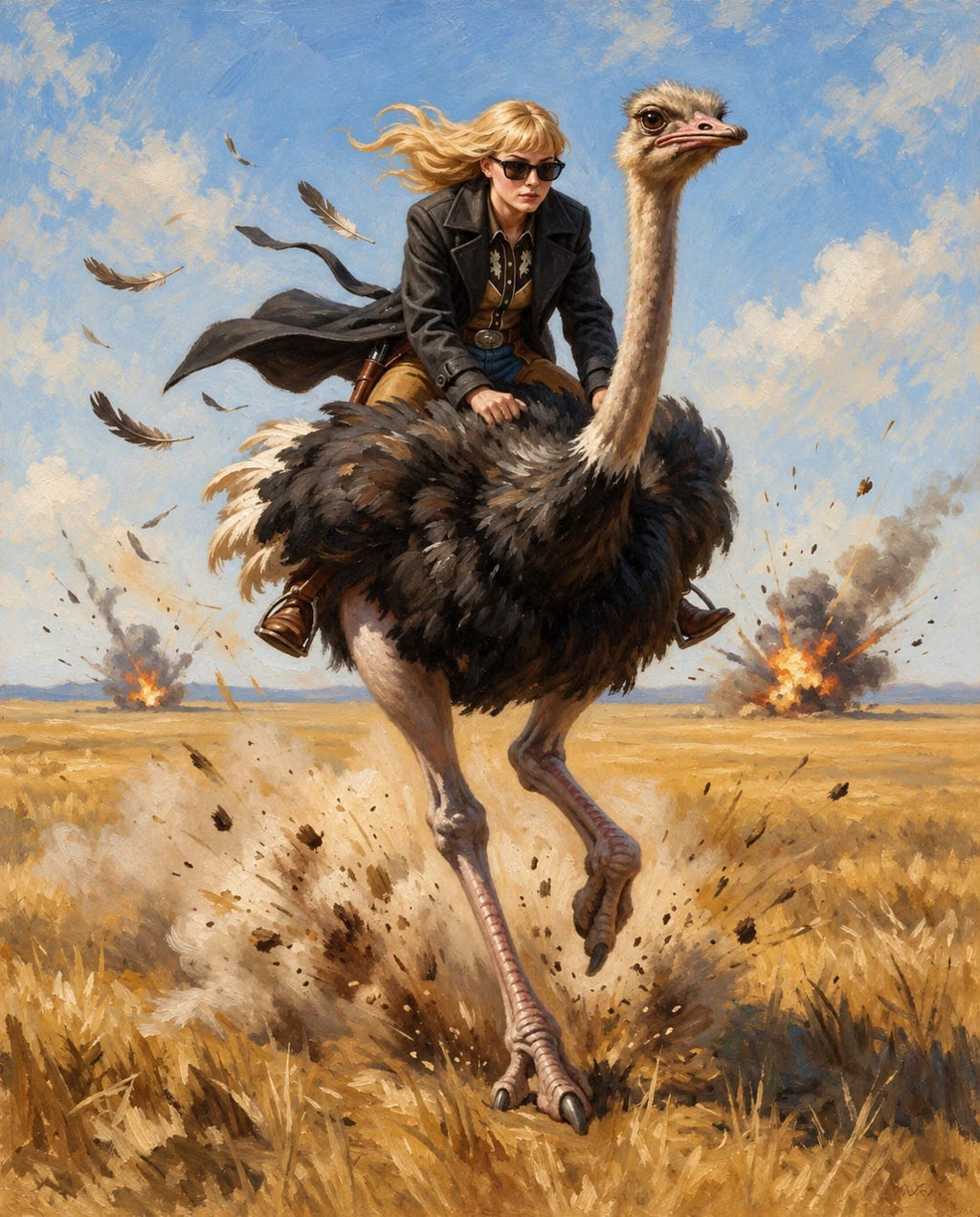 Ostrich Outlaw – Kadın kişiye özel portre tasarım örneği