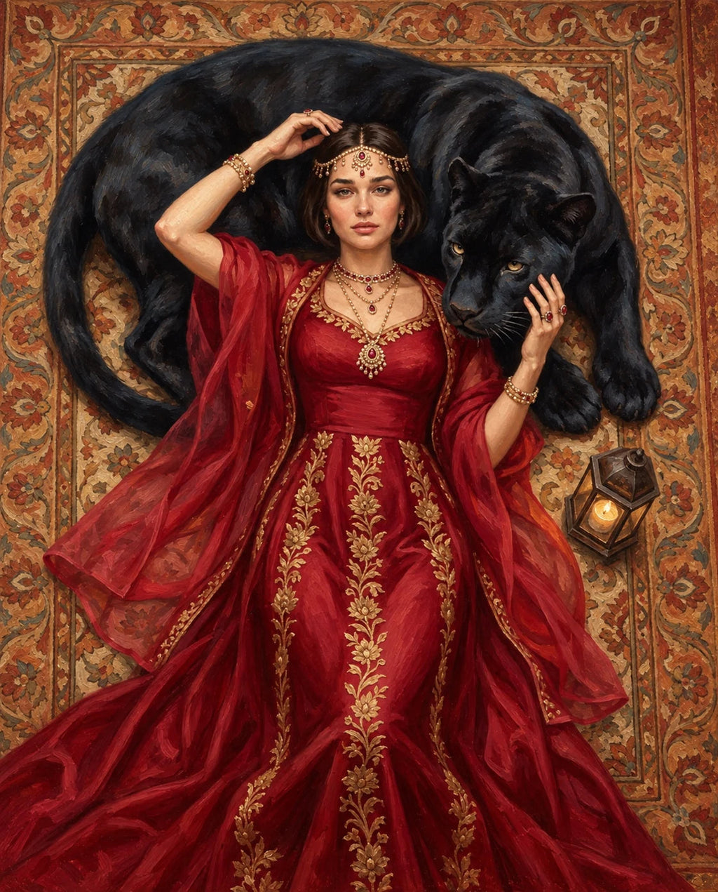Persian Reverie – Kadın kişiye özel portre tasarım örneği