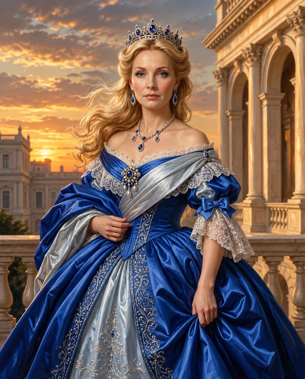 Princess in Blue – Kadın kişiye özel portre tasarım örneği