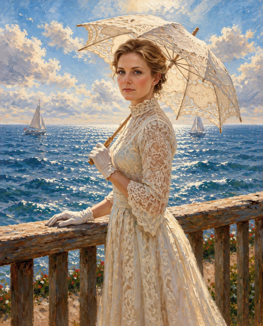 Romantic Seaside – Kadın kişiye özel portre tasarım örneği