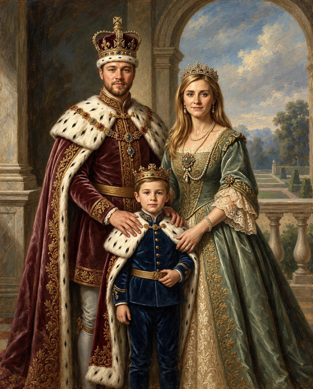 Royals – Anne Baba ve Çocuk kişiye özel portre tasarım örneği