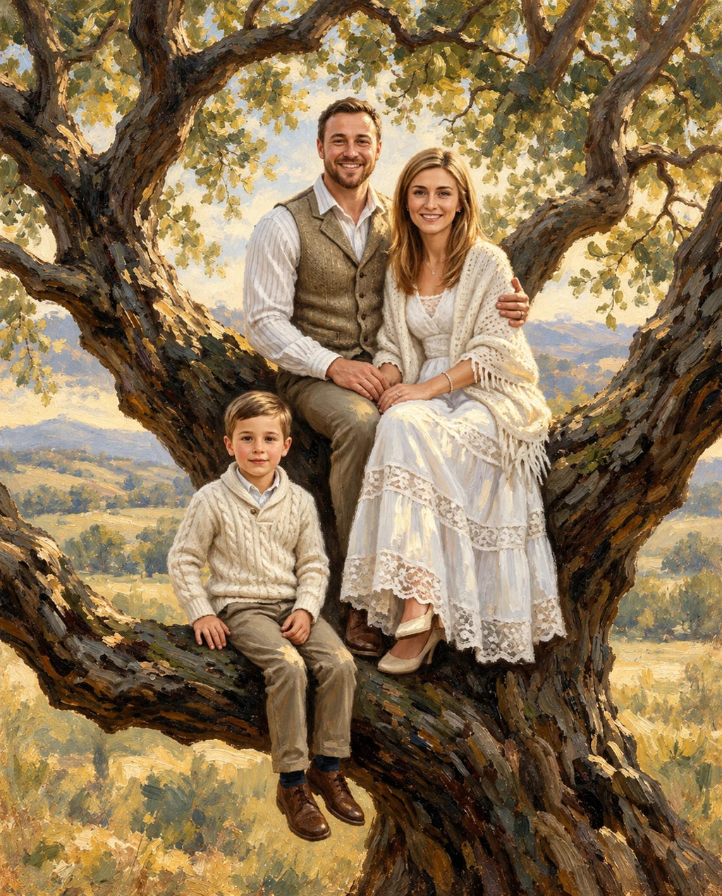 Tree of Us – Anne Baba ve Çocuk kişiye özel portre tasarım örneği