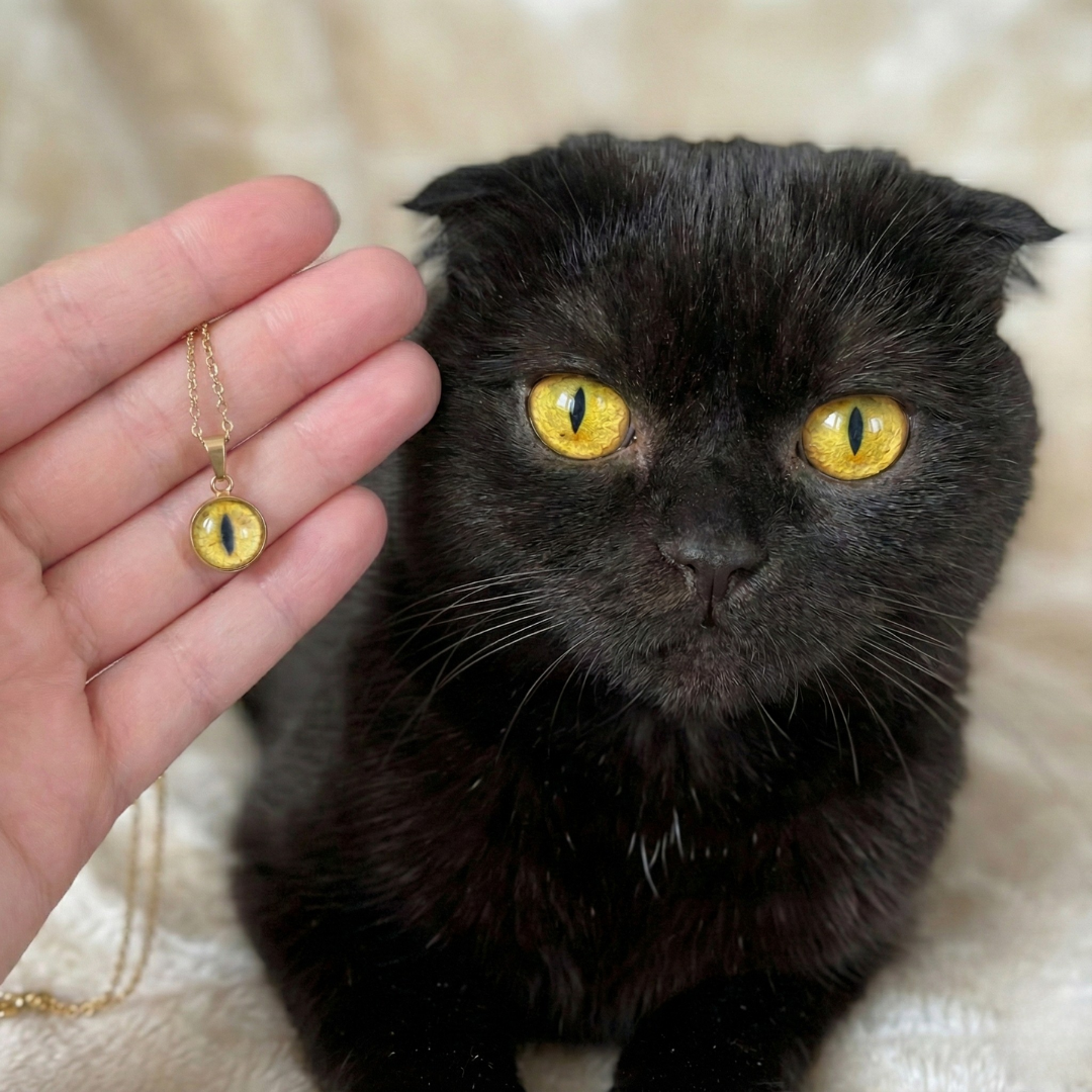 Kişiye özel kedi gözü kolye cam tasarım