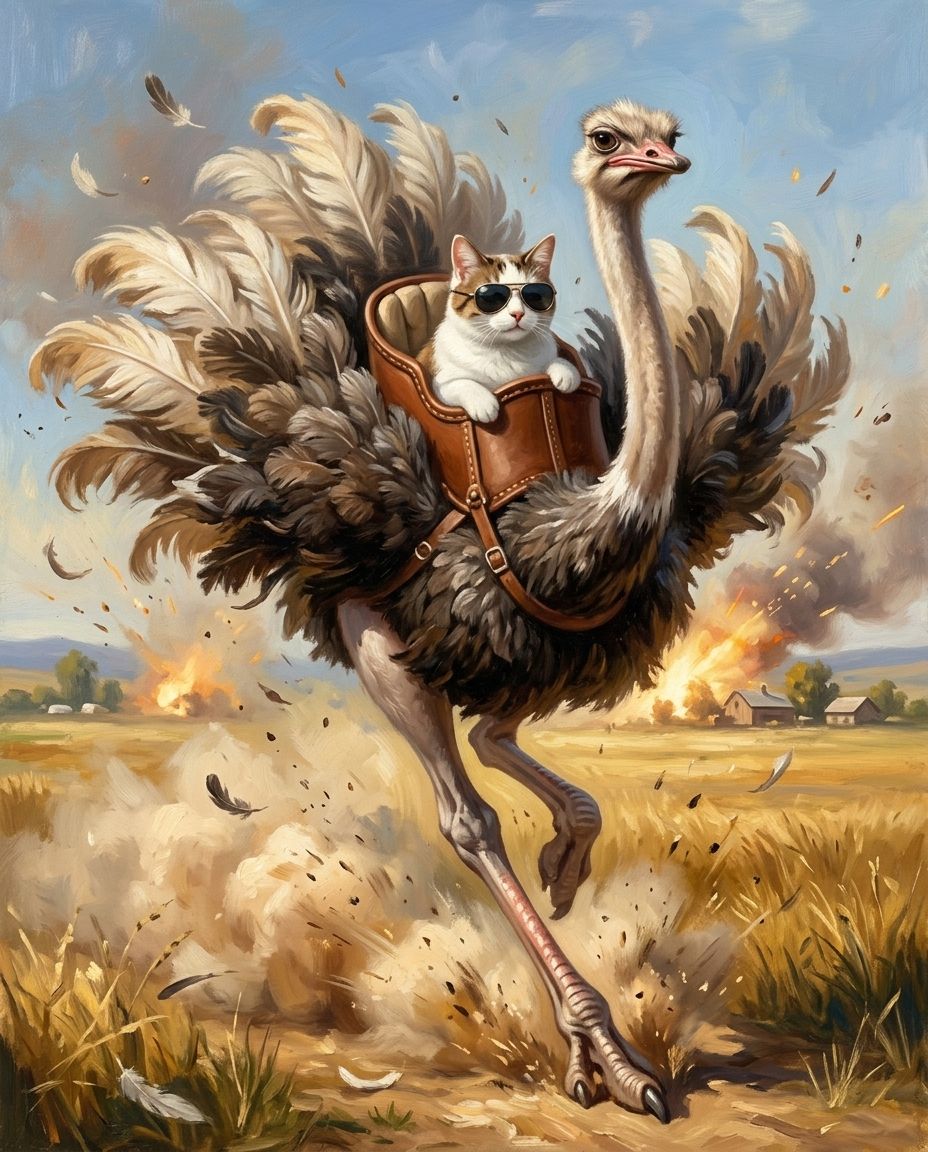 Ostrich Outlaw – Evcil Hayvan kişiye özel portre tasarım örneği