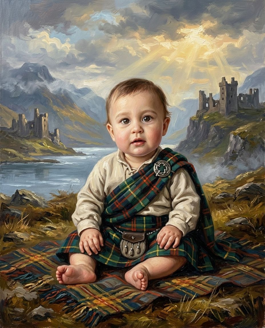 Highland Warrior – Bebek kişiye özel portre tasarım örneği