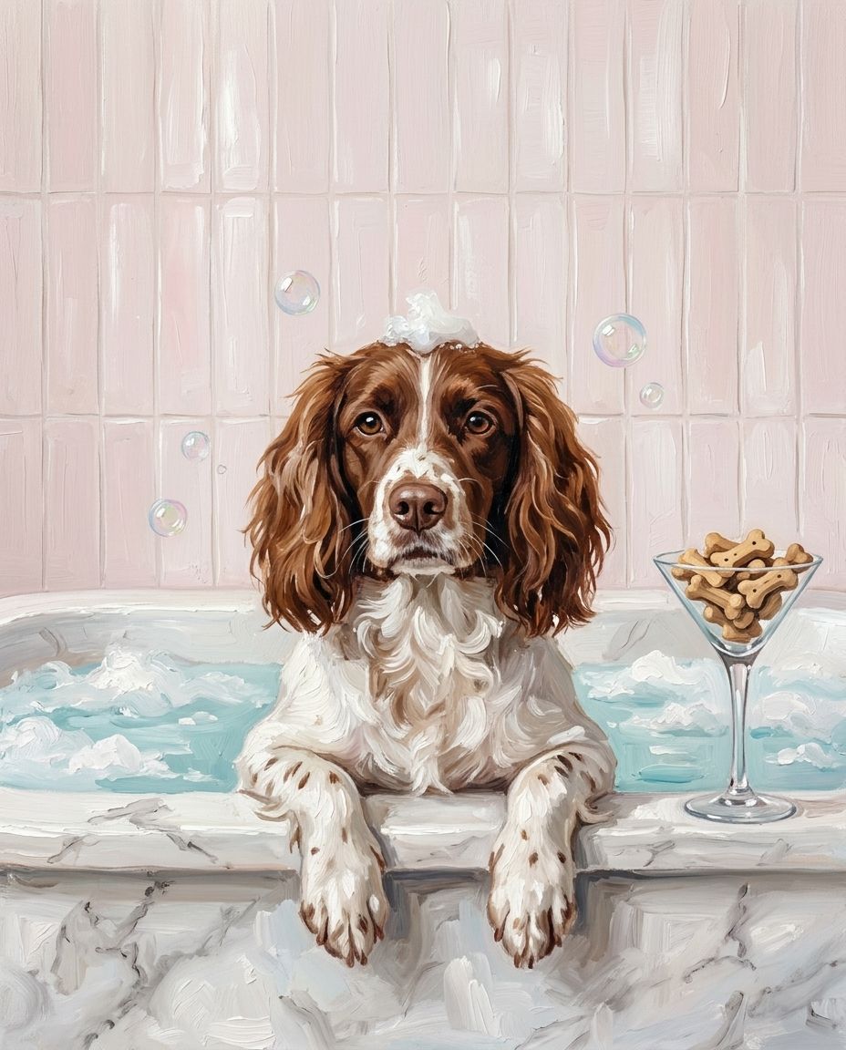 Bubble Bath – Evcil Hayvan kişiye özel portre tasarım örneği