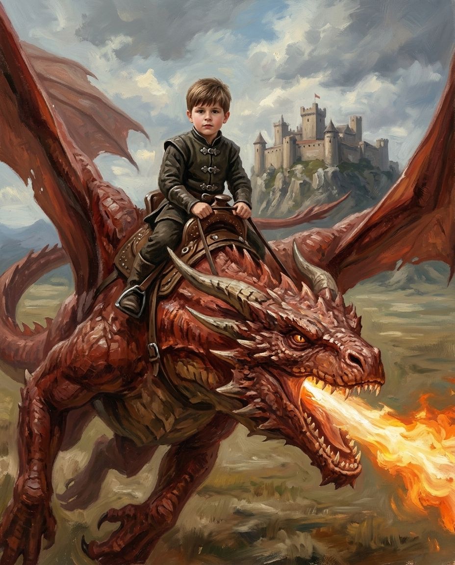 Dragon Rider – Çocuk kişiye özel portre tasarım örneği