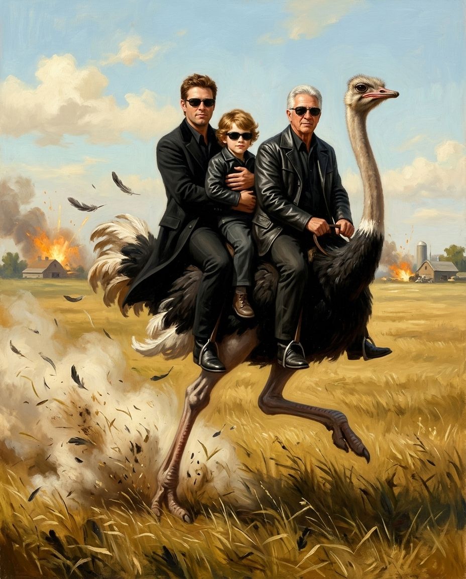 Ostrich Outlaw – Erkek Kuşakları kişiye özel portre tasarım örneği