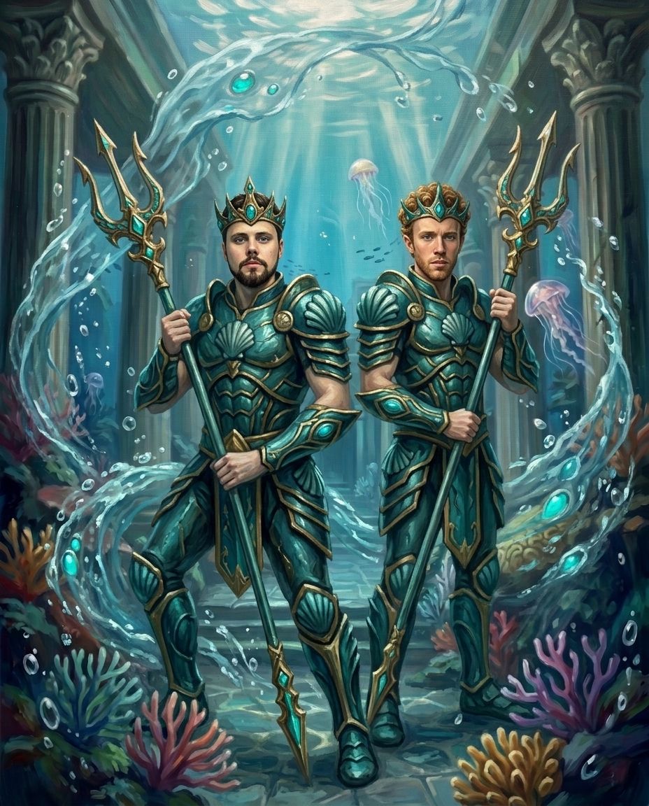 Ocean Guardian – Erkek Çift kişiye özel portre tasarım örneği