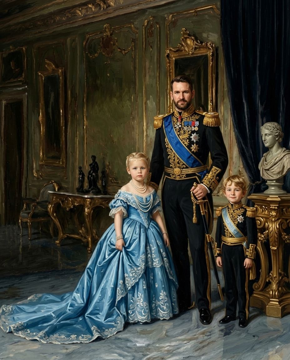 Sapphire Monarchs – Baba ve Çocuklar kişiye özel portre tasarım örneği