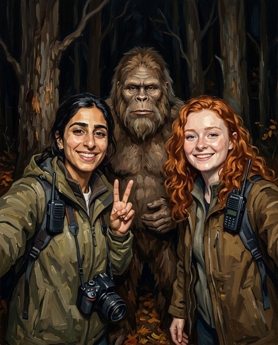 Sasquatch – Yetişkin Kız Kardeşler kişiye özel portre tasarım örneği
