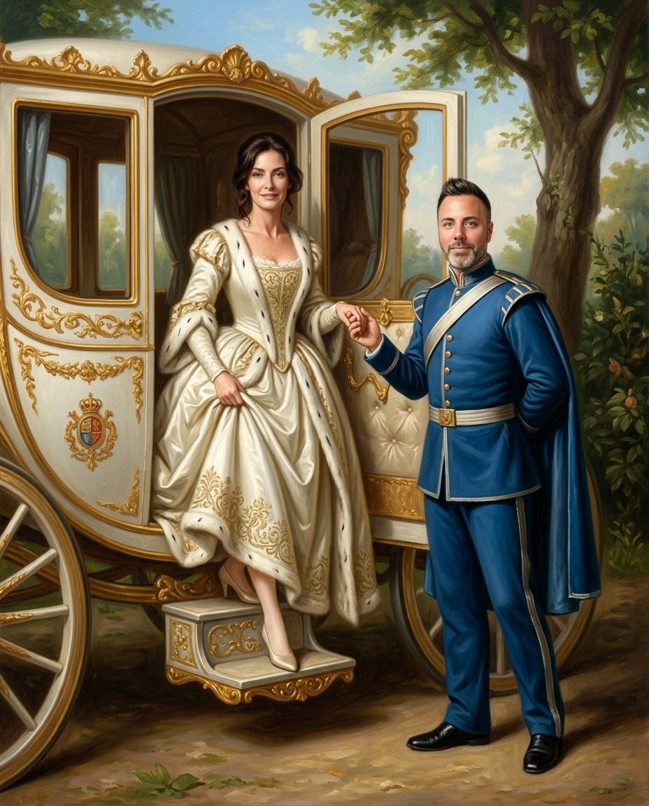 Golden Carriage – Çift kişiye özel portre tasarım örneği