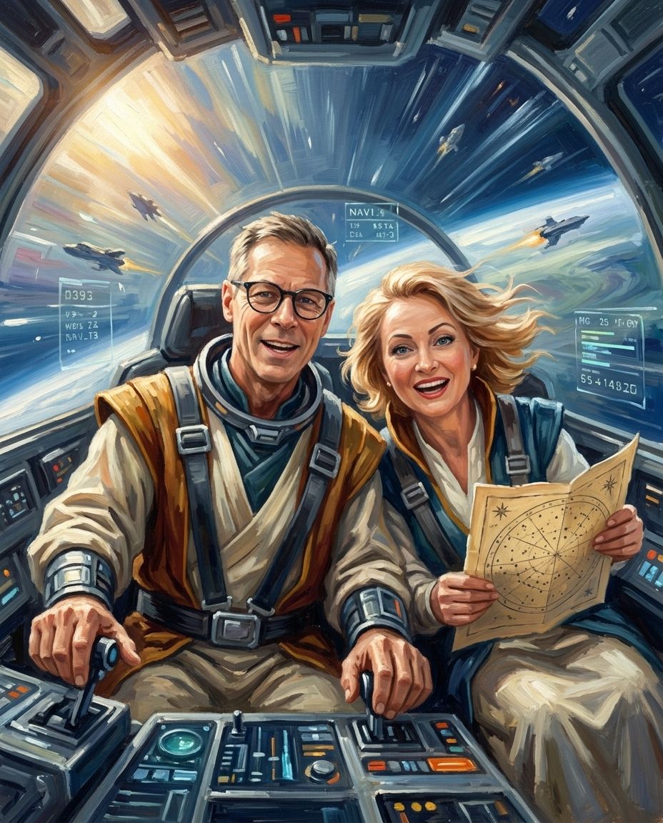 Galactic Guardian – Çift kişiye özel portre tasarım örneği