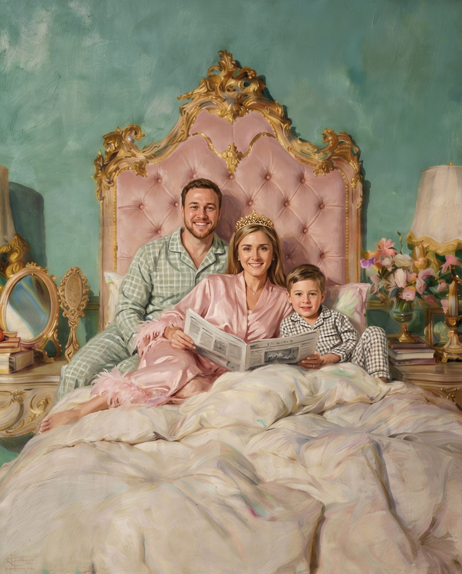 Morning Queen – Anne Baba ve Çocuk kişiye özel portre tasarım örneği