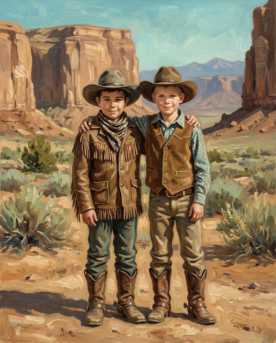Cowboy – Erkek Kardeşler kişiye özel portre tasarım örneği