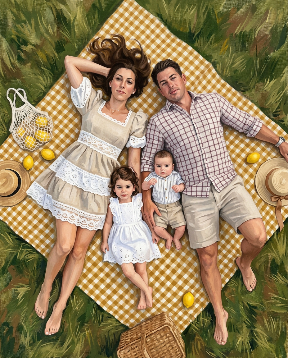 Lazy Lemon – Anne Baba ve Çocuk kişiye özel portre tasarım örneği