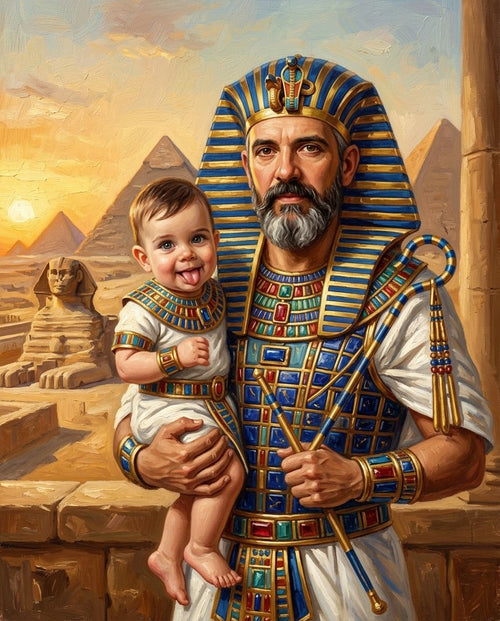 Ancient Rulers – Baba ve Çocuklar kişiye özel portre tasarım örneği