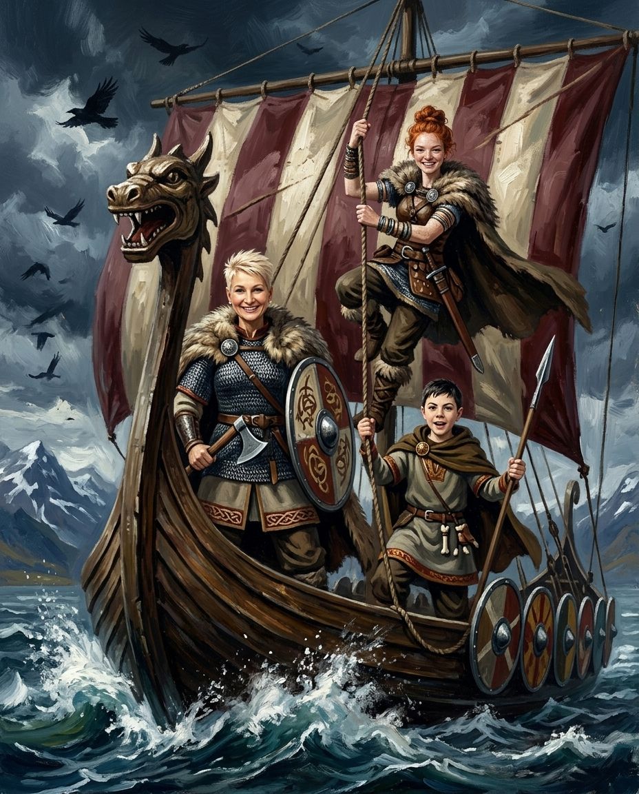 Storm Saga – Büyükanne ve Torunlar kişiye özel portre tasarım örneği