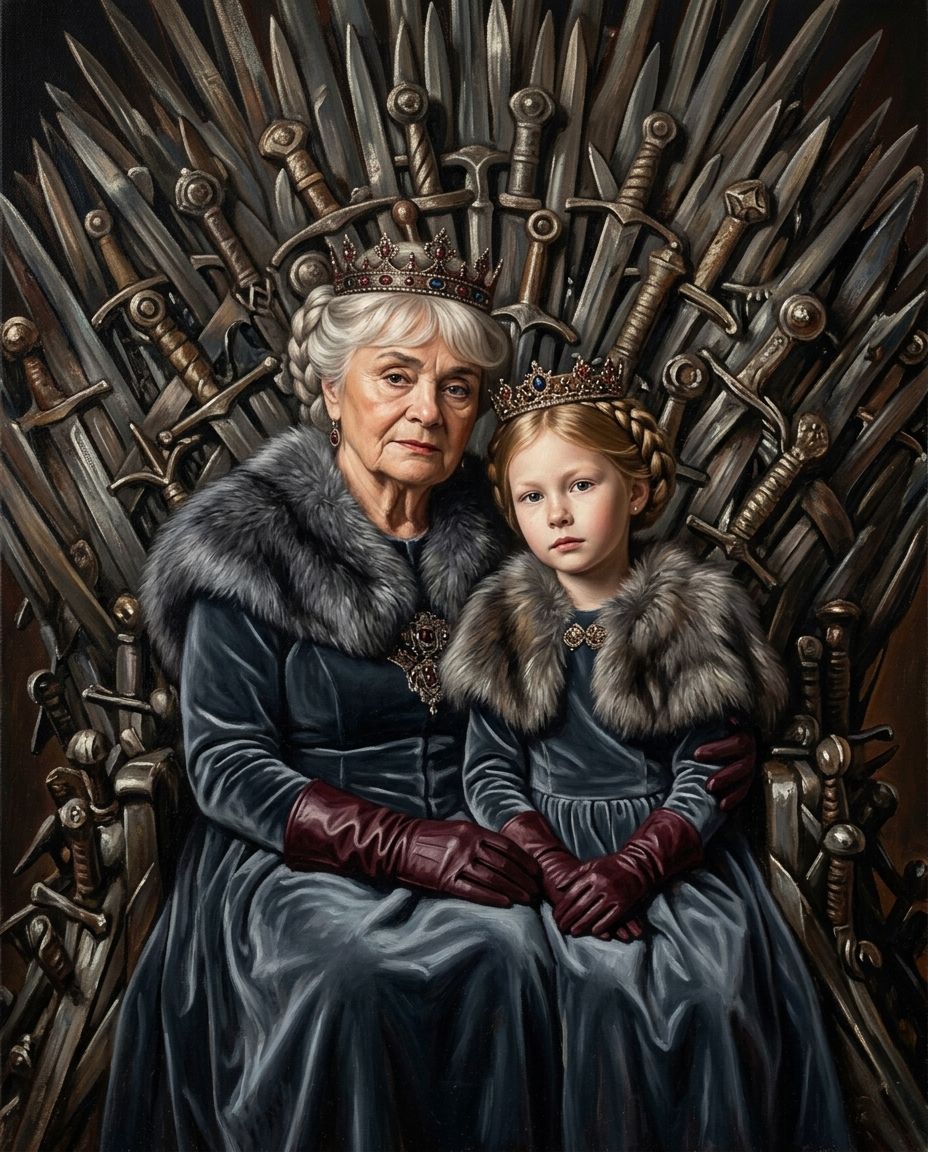 Royals of the North – Büyükanne ve Torunlar kişiye özel portre tasarım örneği