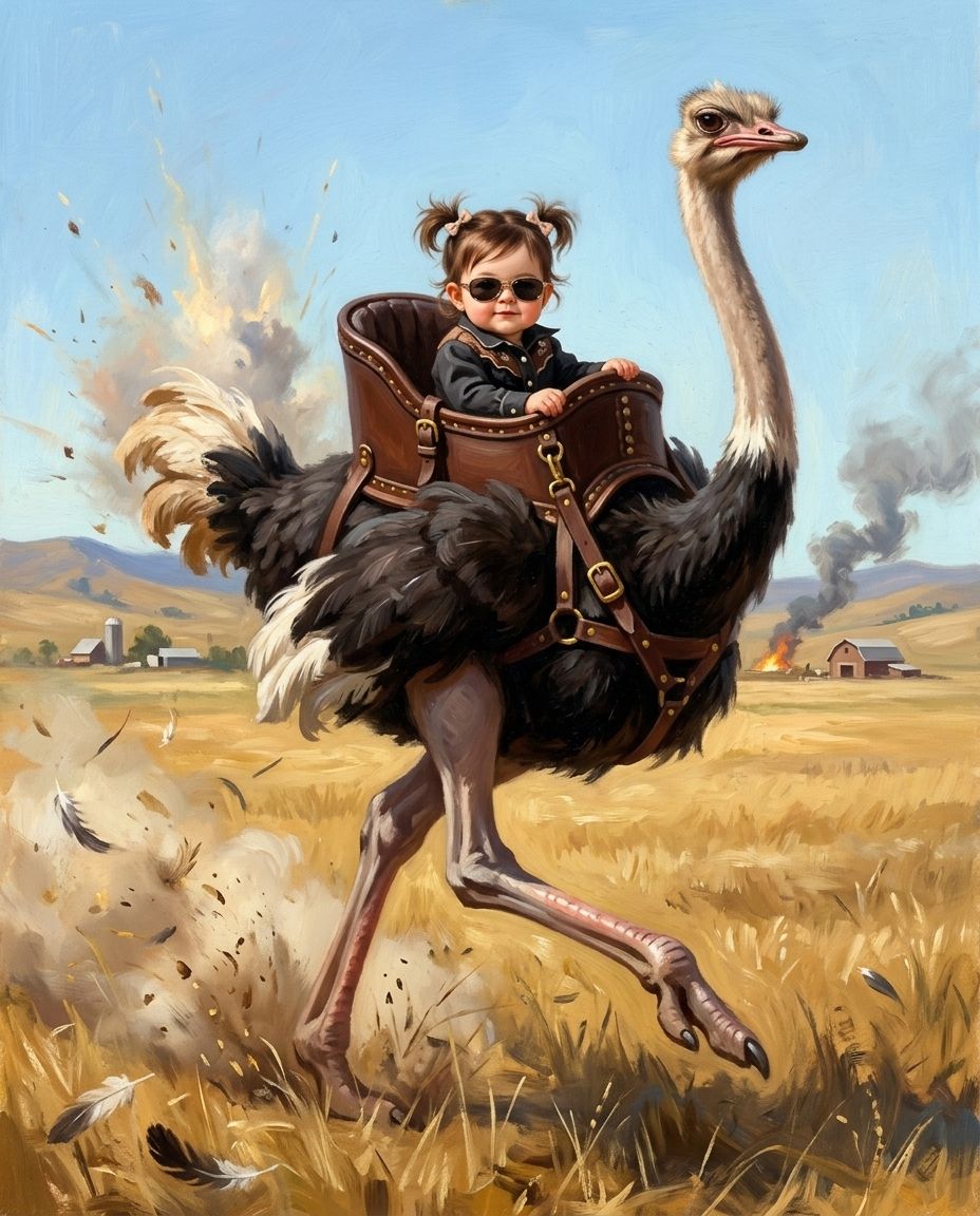 Ostrich Outlaw – Bebek kişiye özel portre tasarım örneği