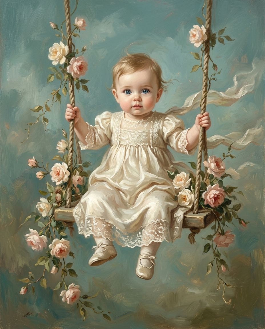 The Swing of Serenity – Bebek kişiye özel portre tasarım örneği