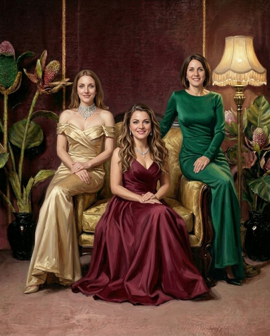Dynasty – Yetişkin Kız Kardeşler kişiye özel portre tasarım örneği