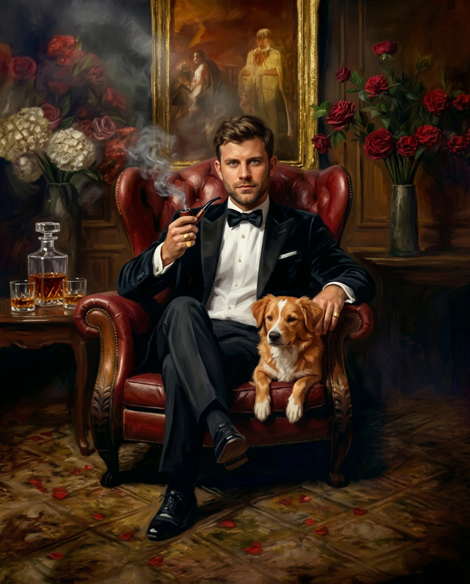 Godfather – Erkek ve Evcil Dost kişiye özel portre tasarım örneği