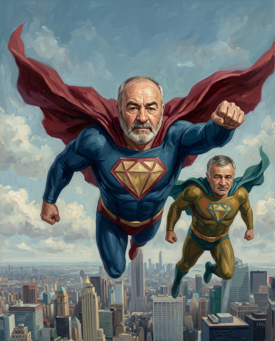 Super Hero – Erkek Çift kişiye özel portre tasarım örneği