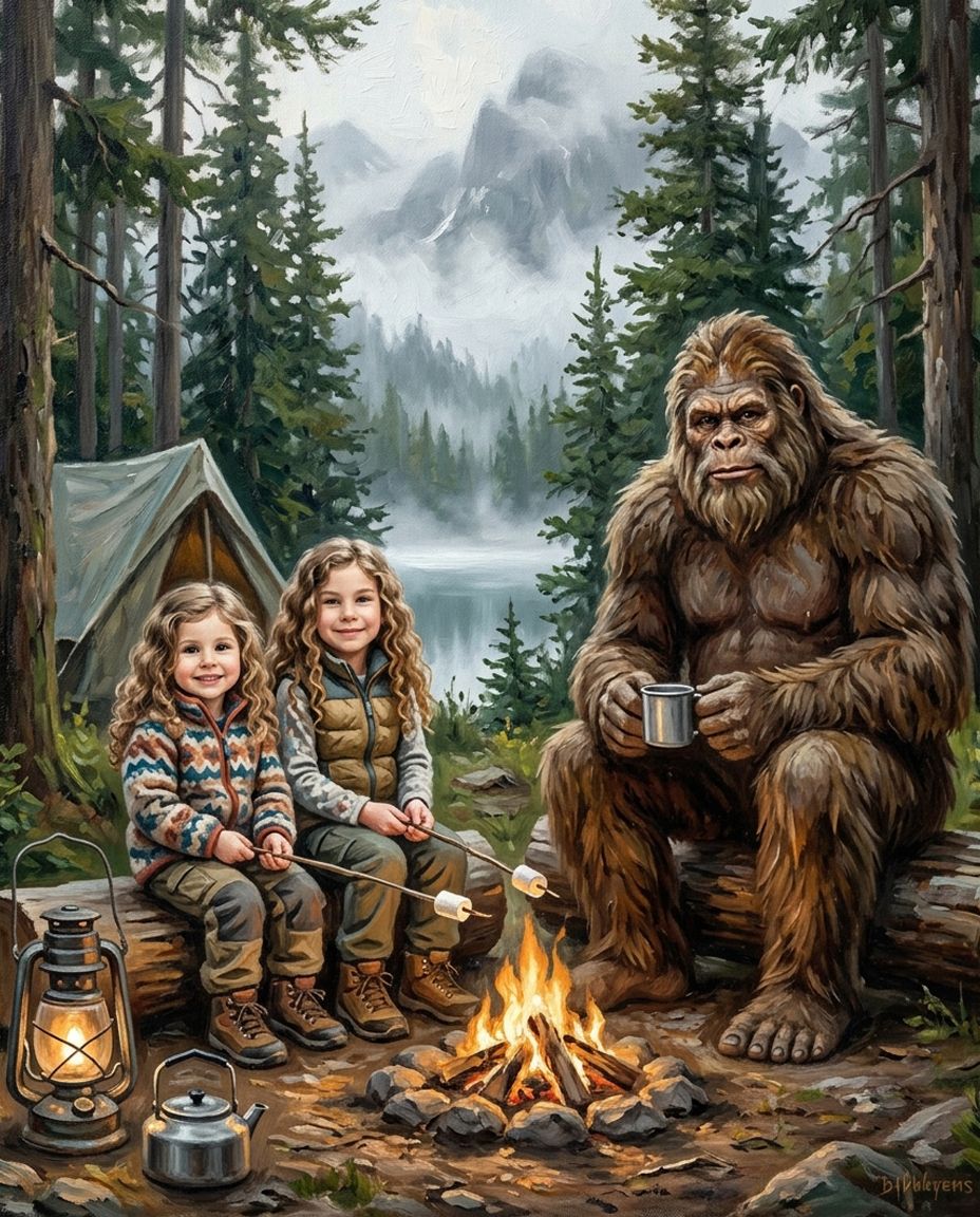 Big Foot – Kız Kardeşler kişiye özel portre tasarım örneği