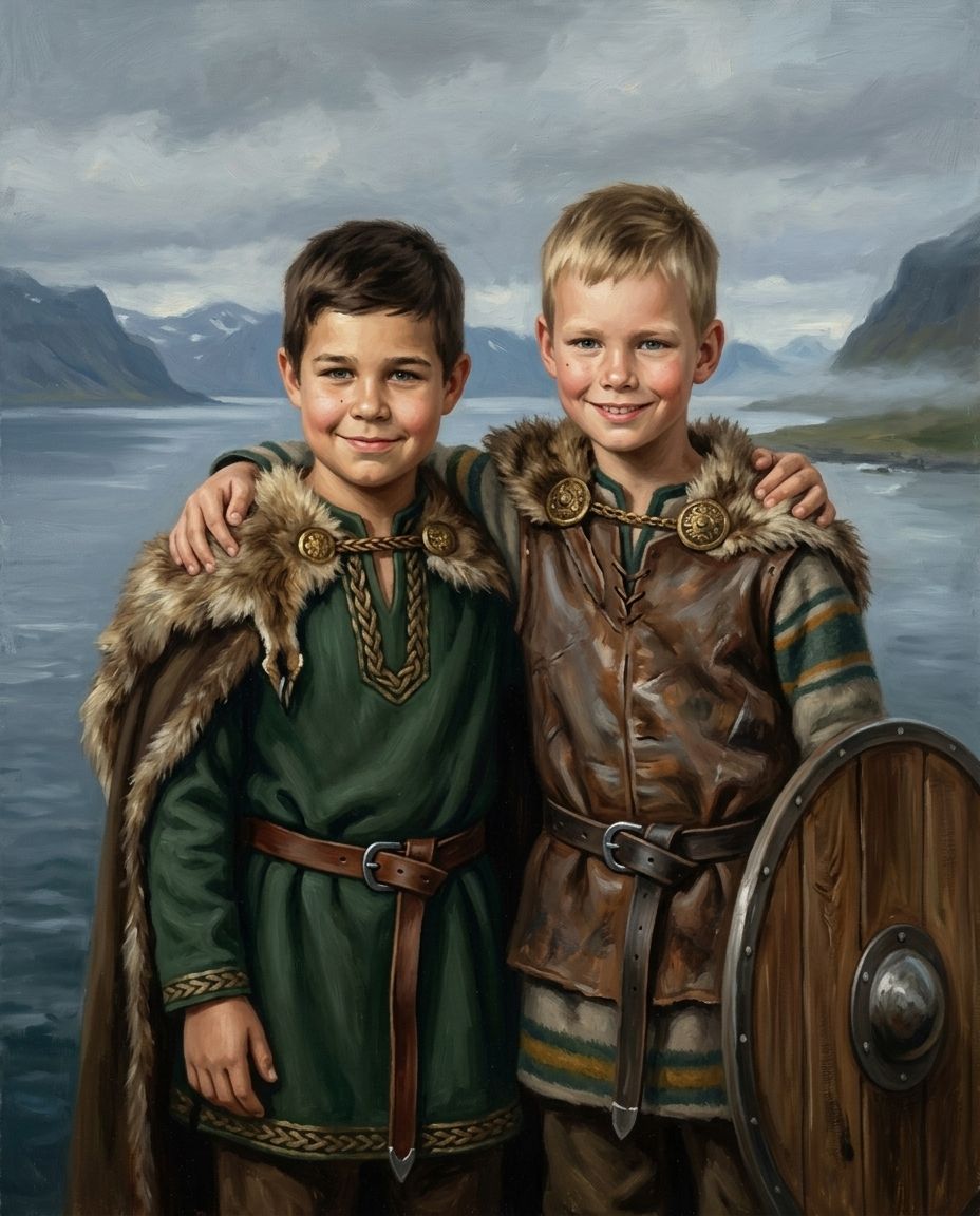 Viking – Erkek Kardeşler kişiye özel portre tasarım örneği