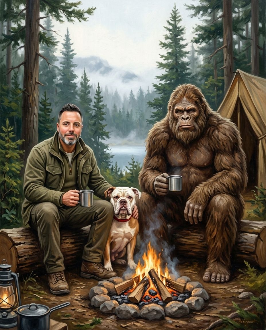Big Foot – Erkek ve Evcil Dost kişiye özel portre tasarım örneği