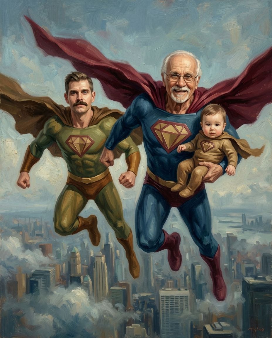 Super Hero – Erkek Kuşakları kişiye özel portre tasarım örneği