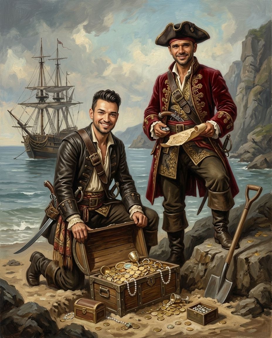 Treasure Seekers – Erkek Çift kişiye özel portre tasarım örneği