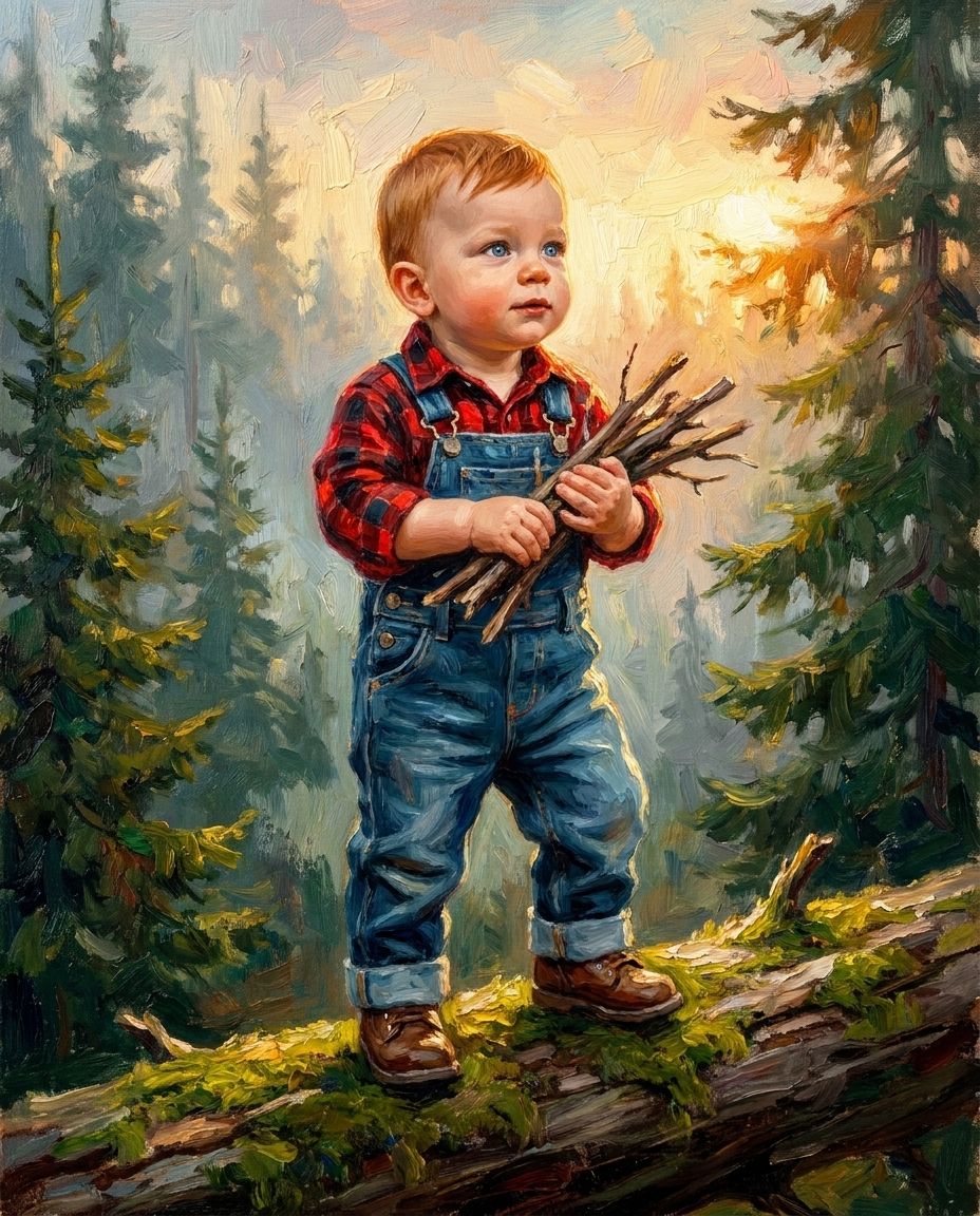 Lumberjack – Bebek kişiye özel portre tasarım örneği