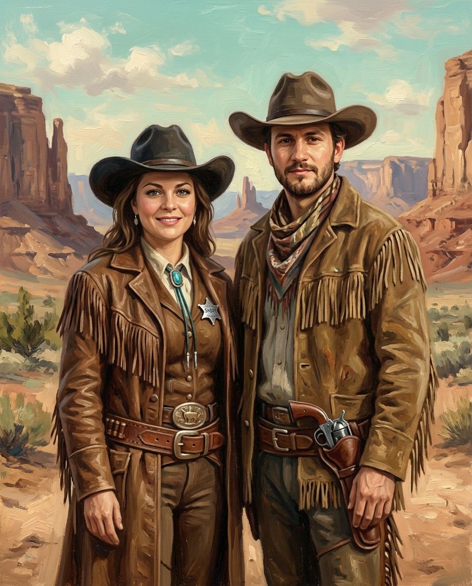 Cowboy – Kardeşler kişiye özel portre tasarım örneği