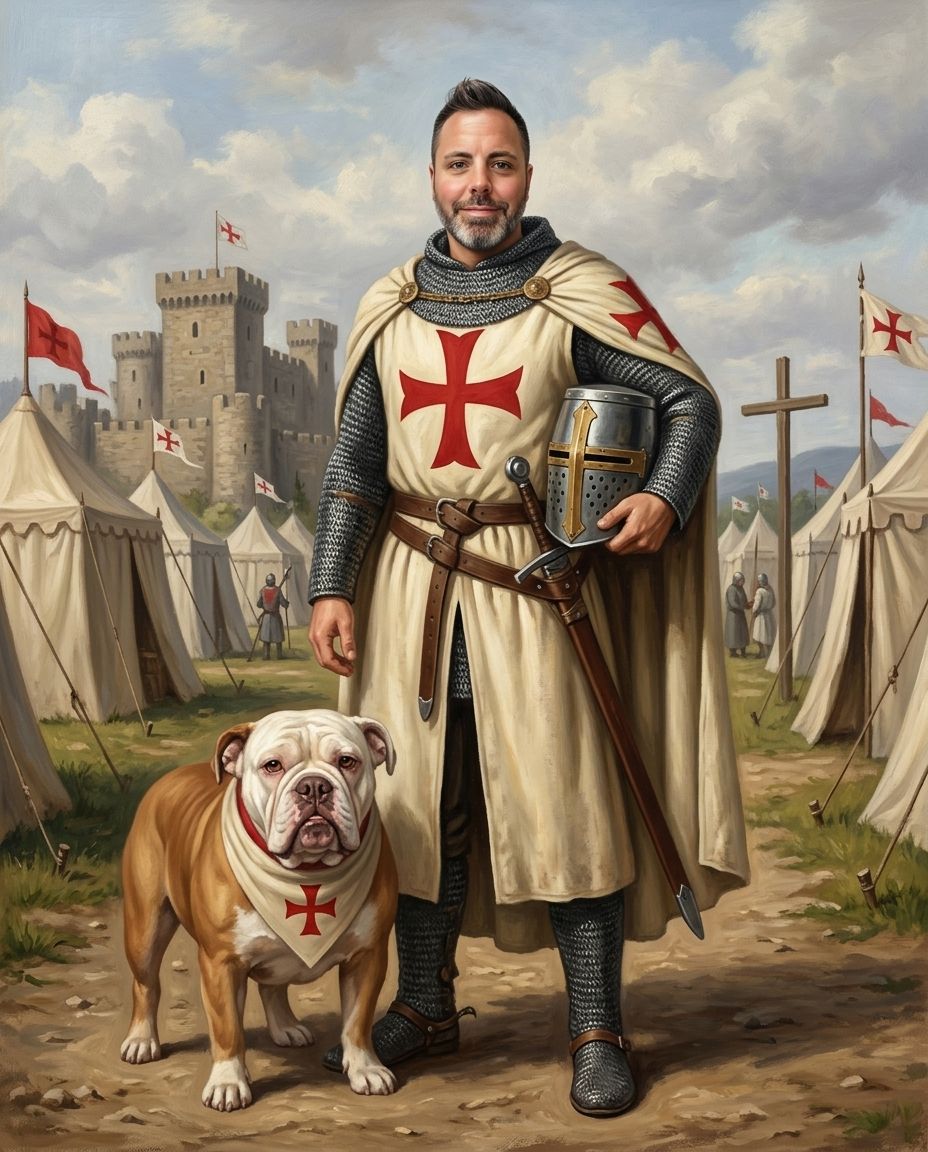 Templars – Erkek ve Evcil Dost kişiye özel portre tasarım örneği