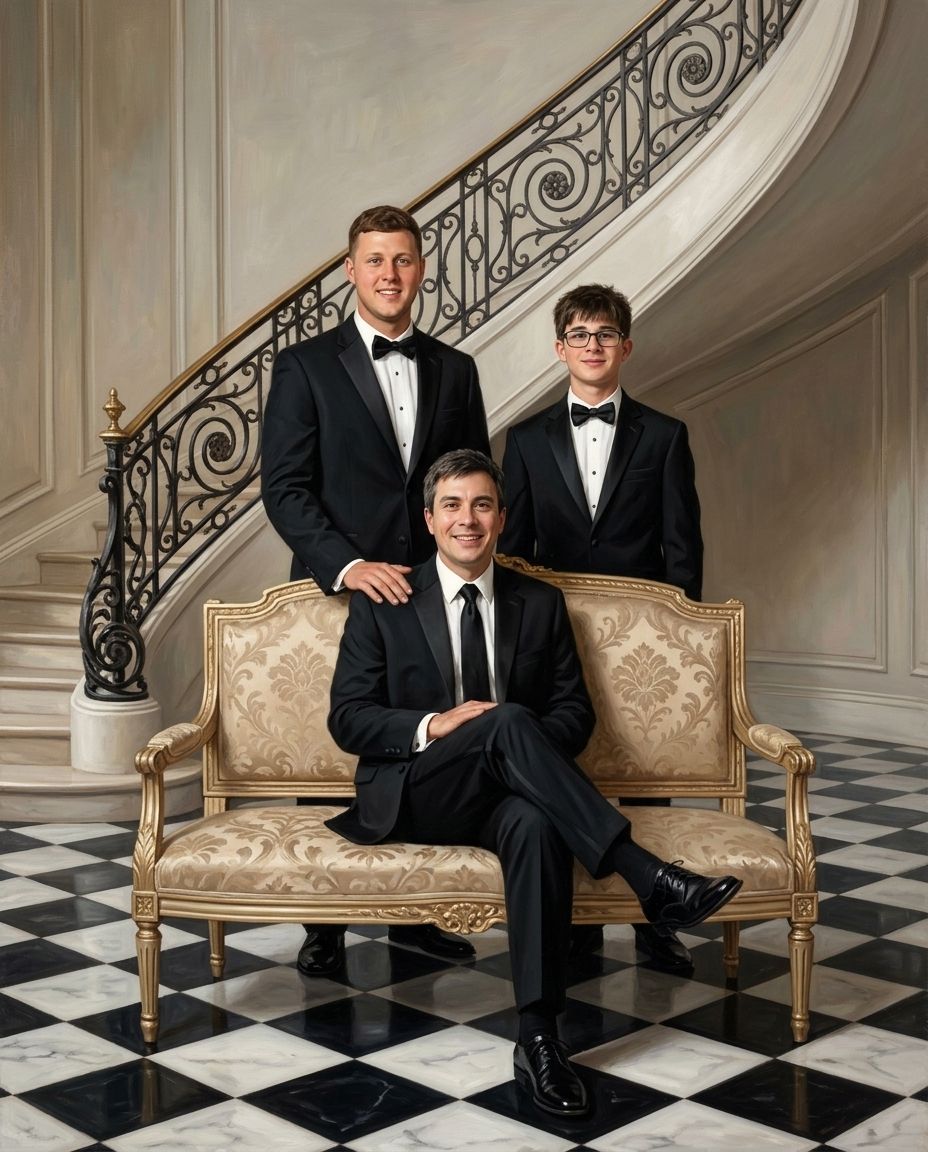 Marble & Lace – Yetişkin Erkek Kardeşler kişiye özel portre tasarım örneği
