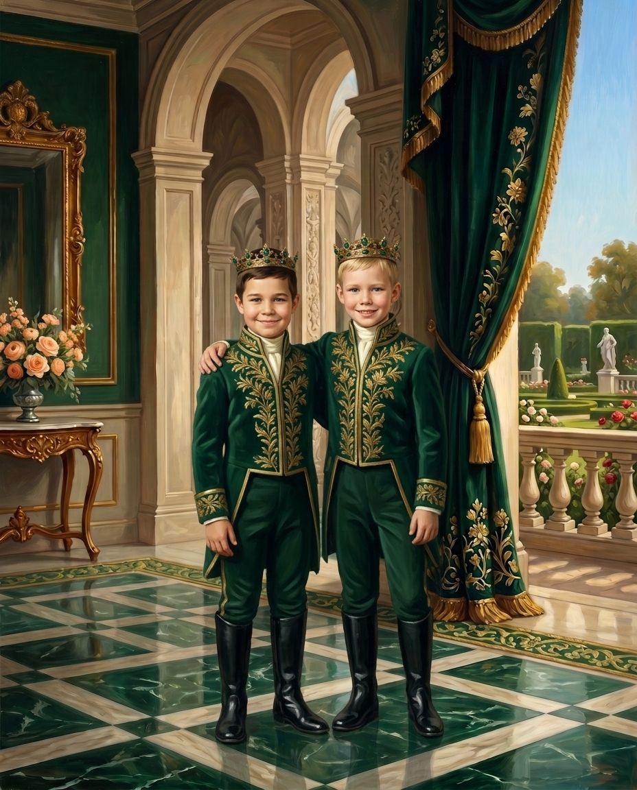 Emerald Imperials – Erkek Kardeşler kişiye özel portre tasarım örneği