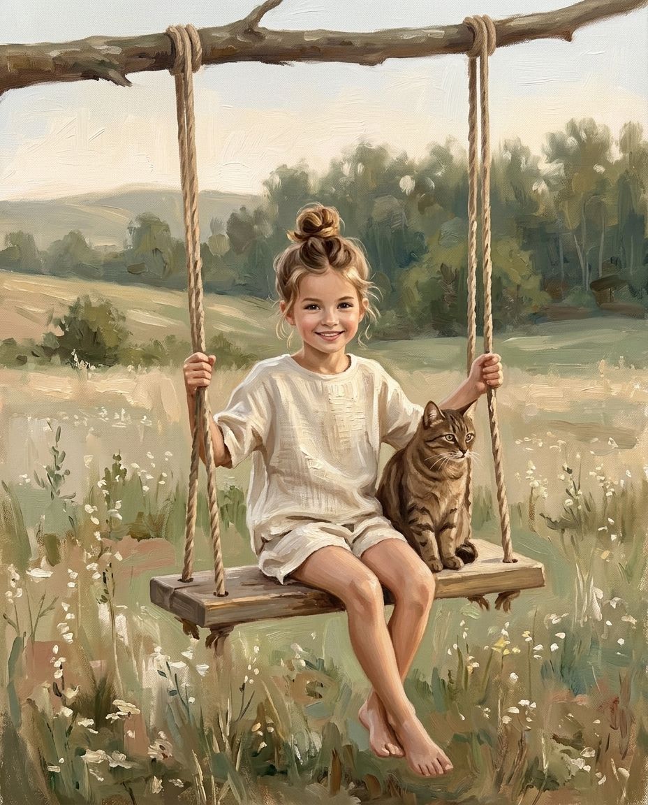 Memory Swing – Çocuk kişiye özel portre tasarım örneği