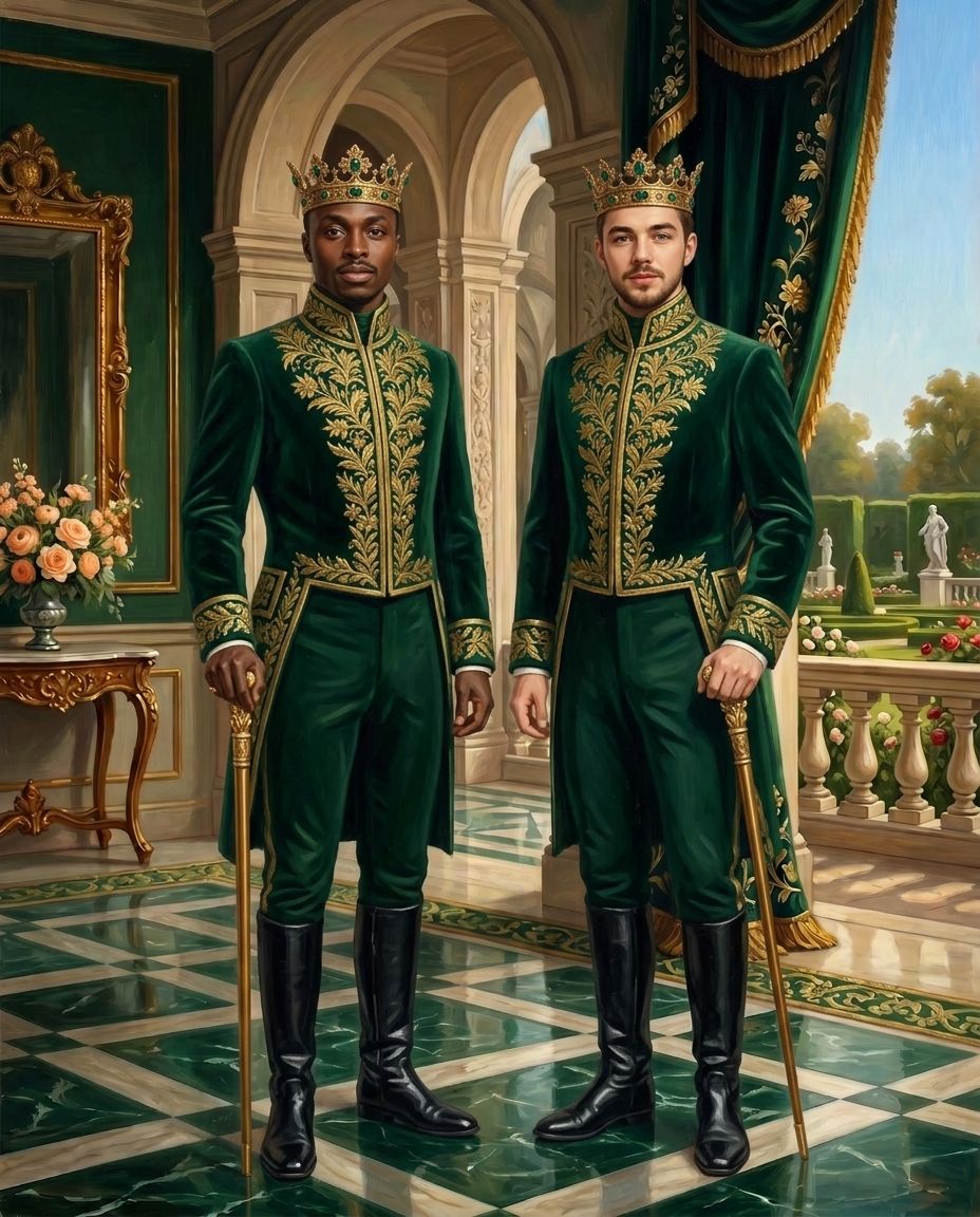 Emerald Imperials – Erkek Çift kişiye özel portre tasarım örneği