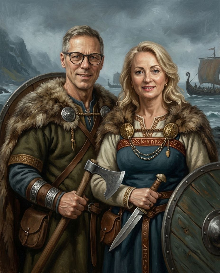 Viking – Kardeşler kişiye özel portre tasarım örneği