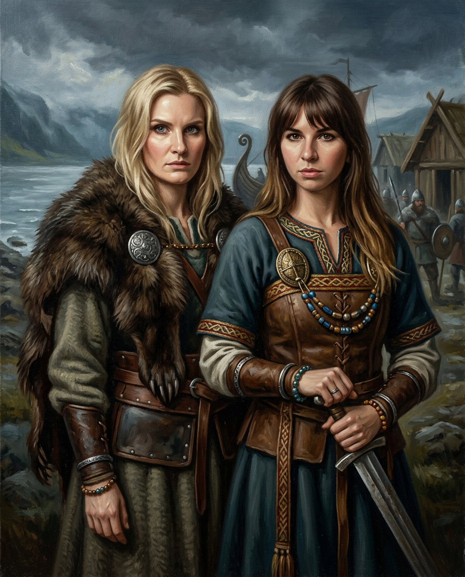 Viking – Yetişkin Kız Kardeşler kişiye özel portre tasarım örneği