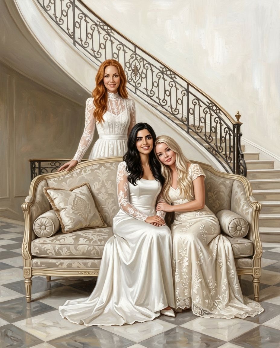 Marble & Lace – Yetişkin Kız Kardeşler kişiye özel portre tasarım örneği