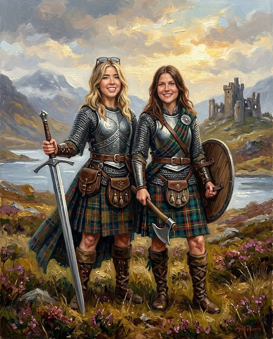 Highland Warrior – Kadın Çift kişiye özel portre tasarım örneği