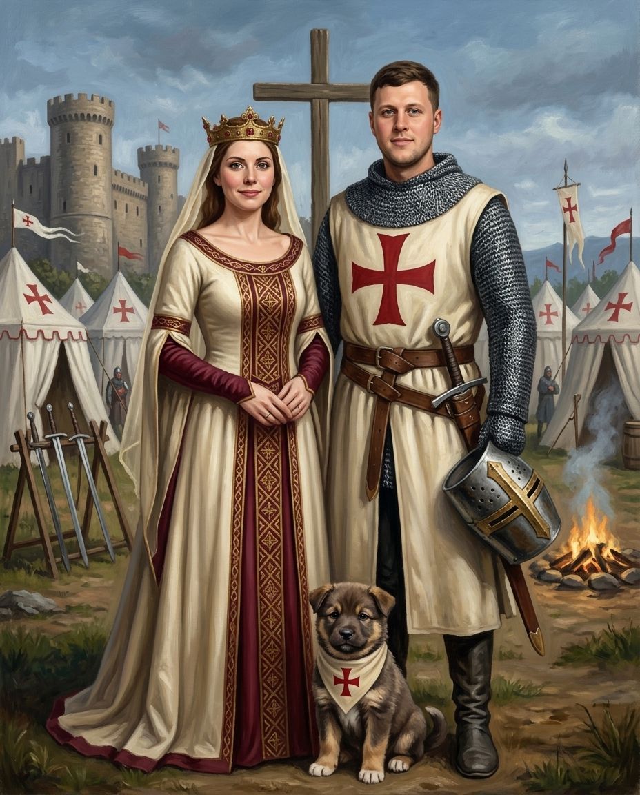 Templars – Çift ve Evcil Dostlar kişiye özel portre tasarım örneği