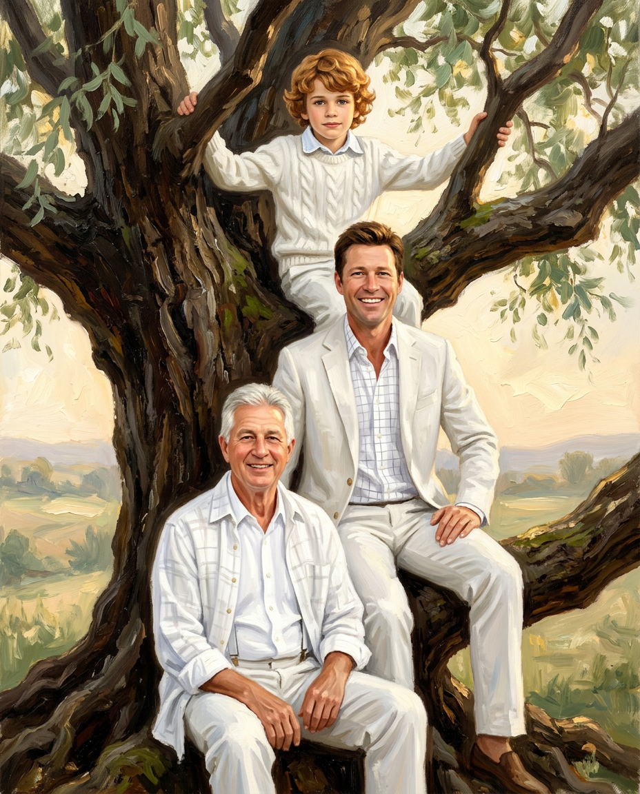 Tree of Us – Erkek Kuşakları kişiye özel portre tasarım örneği
