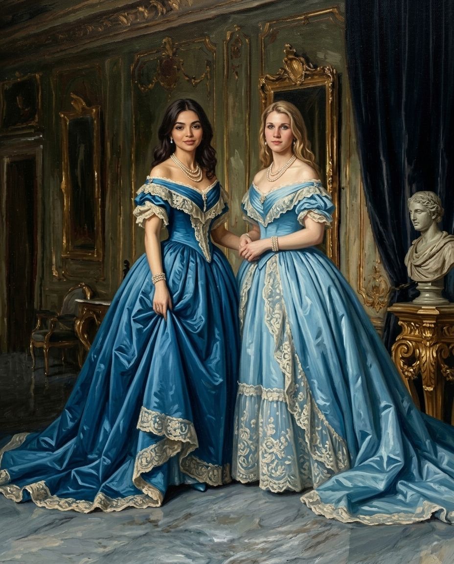 Sapphire Monarchs – Kadın Çift kişiye özel portre tasarım örneği
